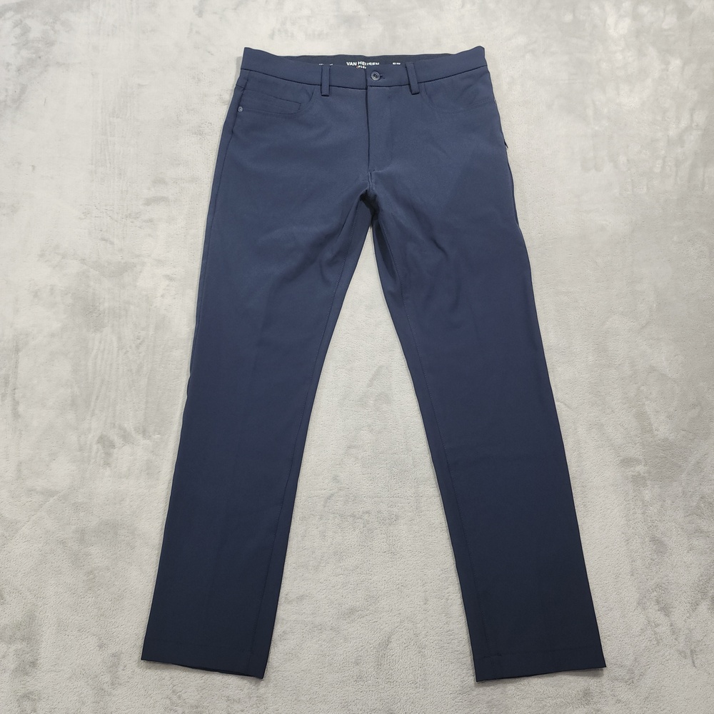 Van Heusen Flex Pants Mens 32x30 Blue Slim Tech Dress Stretch Office Casual